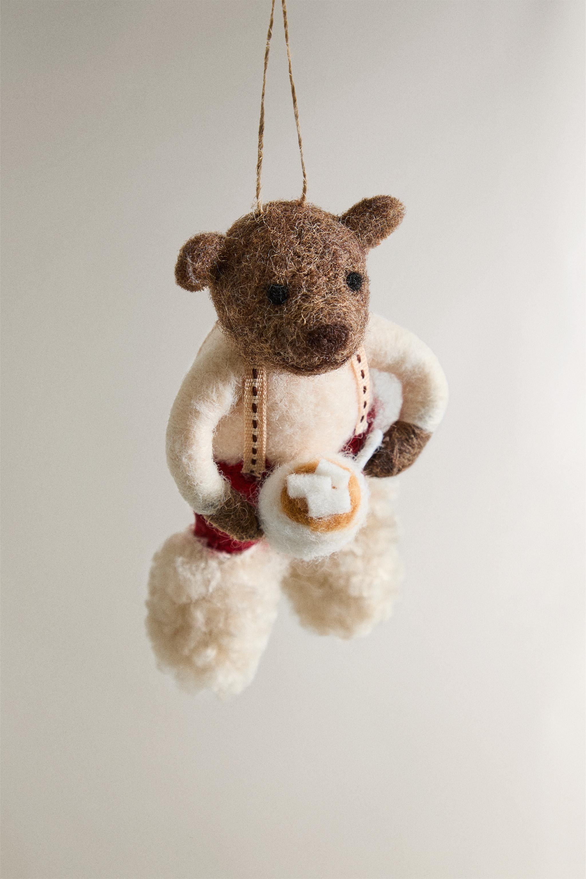 WOOL BEAR COFFEE CHRISTMAS TREE ORNAMENT